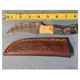 Trailing point knife w/wood handle & Lanyard hole.