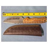 Drop point knife w/jimping. 8" length.