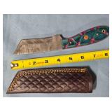 Tanto blade knife w/carved wood handle/thong hole