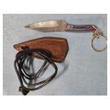 Small Bowie-style knife w/key chain & 13" cord