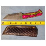 Tanto blade knife w/carved wood handle.