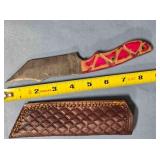 Tanto blade knife w/carved wood handle/thong hole