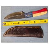 Drop point knife w/composite/wood handle.