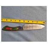 Modified blade kitchen knife. Two tone wood handle