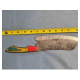 Cleaver. Damascus steel. Carved wood handle.