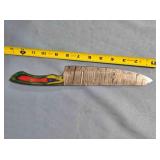 Modified blade butcher knife. Two tone wood handle