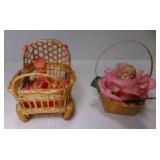 Vintage Miniature Doll House Wicker Baby Carriage