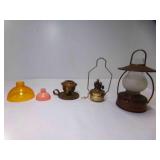 Miniature Metal Oil Lamp - 2) Vintage Plastic Lamp