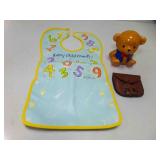 Hand Tooled Leather Coin Purse - Ceramic Teddy