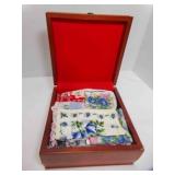 Wooden Box Full of Ladies Hankies - Lace - Linen