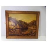 OLD Framed Print "River in Wales" No Glass