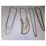 4 Gold Tone Chain Necklaces Fashion Jewelry