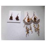 2 Pair Pierced Earrings - Tiger