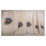5 USED Embroidered Hand Towels & Dish Towels