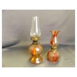 2 Old Clear Glass with Red Stain Oil or Kerosene