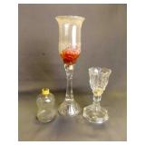 2 Clear Pressed Glass Candle Holders 5 & 8"