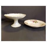 2 8" Serving Bowls One with 5" Pedestal