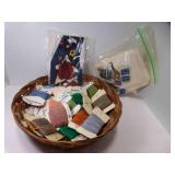 15" Woven Basket Several Candle Wick Yarn Skeins