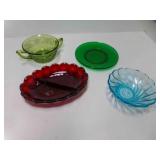 Vintage Ruby Red Divided Dish - Vintage Green