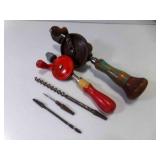 2 Vintage Hand Drills & Drill Bits USED