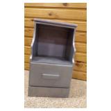 Vintage Gray Nightstand or Bedside Table with One