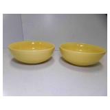 2 Yellow 9" Gibson Pottery Ribbed Serving Bowls