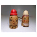 2 Mixed Lot Vintage Wooden Salt & Pepper Shaker