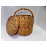 Hand Woven Rattan or Wicker Egg Basket w/Lid