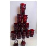 Vintage 5" Ruby Red Glass Set of 13 & Matching