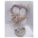 Fabric Crocheted Heart Shaped Basket - Rustic