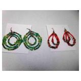 2 Pair Beaded Pierced Earrings