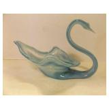 Vintage Hand-Blown Art Glass Swan Bowl MCM