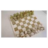 Vintage Custom White & Green Marble Chess Set