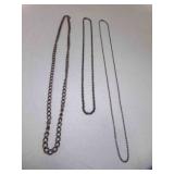 3 Silver Tone Chain Necklaces