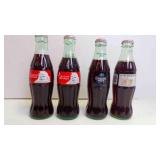 4 Vintage 8" Solid Glass Coke Bottles
