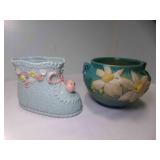 Roseville USA Pottery Clematis Design 2 Handle Pot