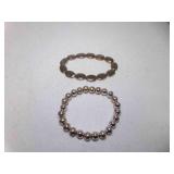 2 Silver Tone Stretchy Elastic Bracelets