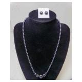 Hematite Necklace & Pierced Earrings