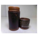 6" Tall Wooden Cylinder Screw on Lid w/Metal Band