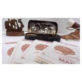 Vintage Iron Work Light, Tin Storage Container