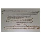 3 Gold & Silver Tone Chain Necklaces & 3 Mardi