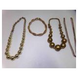 4 Gold Tone Necklaces Costume Fashion Jewelry