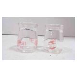2 Vintage Miniature Milk Dairy Bottles