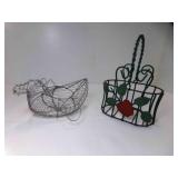 Vintage Style Miniature Metal Wire Chicken Basket