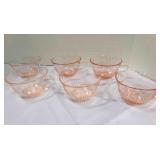 Pink Depression Glass 6 coffee tea cups