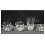 Candlewick teacups (2), tumbler, lid w/spoon slot