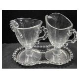 Candlewick Creamer & Sugar Bowl set w/underplate