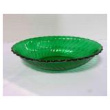 Forest Green Swirl Oval vegetable serving Bowl