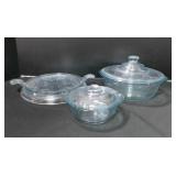 3 pc vtg Fire-King Philbe Sapphire blue casserole