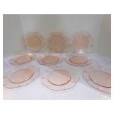9 Pink American Sweetheart 7.75" salad Plates